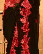 Georgette saree with Computerised Embroidered Border Patch