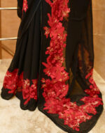 Georgette saree with Computerised Embroidered Border Patch