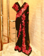 Georgette saree with Computerised Embroidered Border Patch