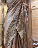 Tissue Organza Saree & lace border patch
