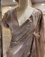 Tissue Organza Saree & lace border patch