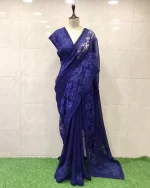 Georgette With Lace Border Saree