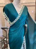 Satin Silk Saree Half and Half - Image 3