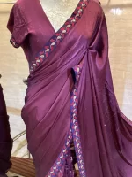 Satin Silk Saree Half and Half - Image 3