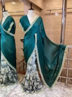 Satin Silk Saree Half and Half