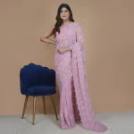 Thread Net Embroidered Saree