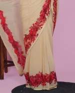 Georgette Saree With Computerised Embroidered Border Patch - Image 5