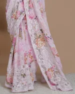 Pure Georgette Floral Print Saree - Image 3