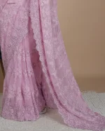 Thread Net Embroidered Saree - Image 4