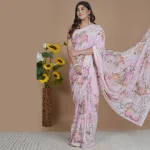 Pure Georgette Floral Print Saree - Image 5
