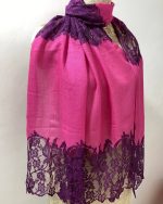 Designer Stole with chantilly lace patch - Image 3