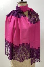 Designer Stole with chantilly lace patch